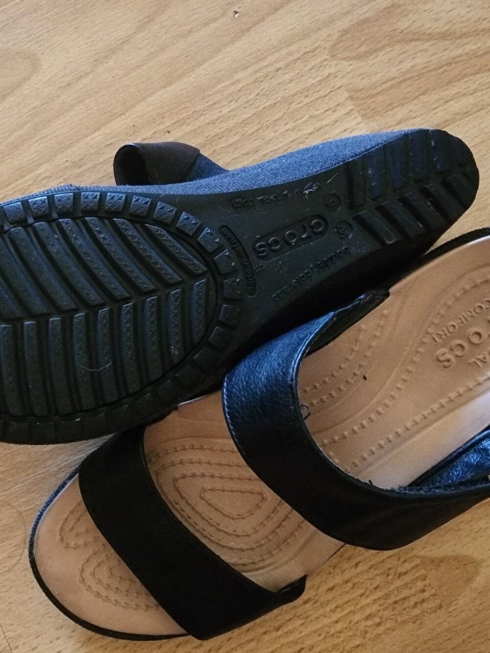Crocs Black Leather Dual Strap - Picture 2 of 3